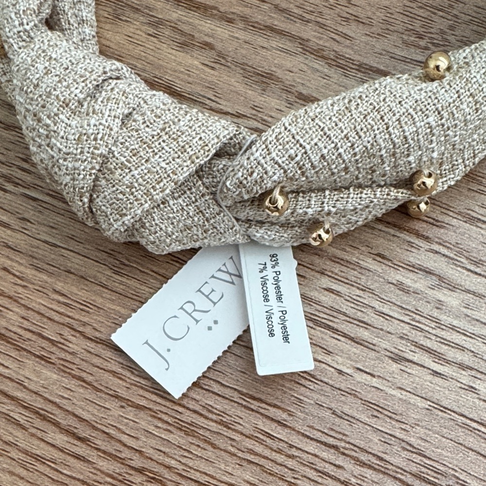 NWT J Crew Gold Beaded Knot Headband - Picture 5 of 6